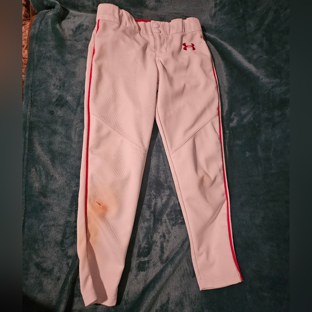 Under Armour White and Red Casual Baseball Pants
